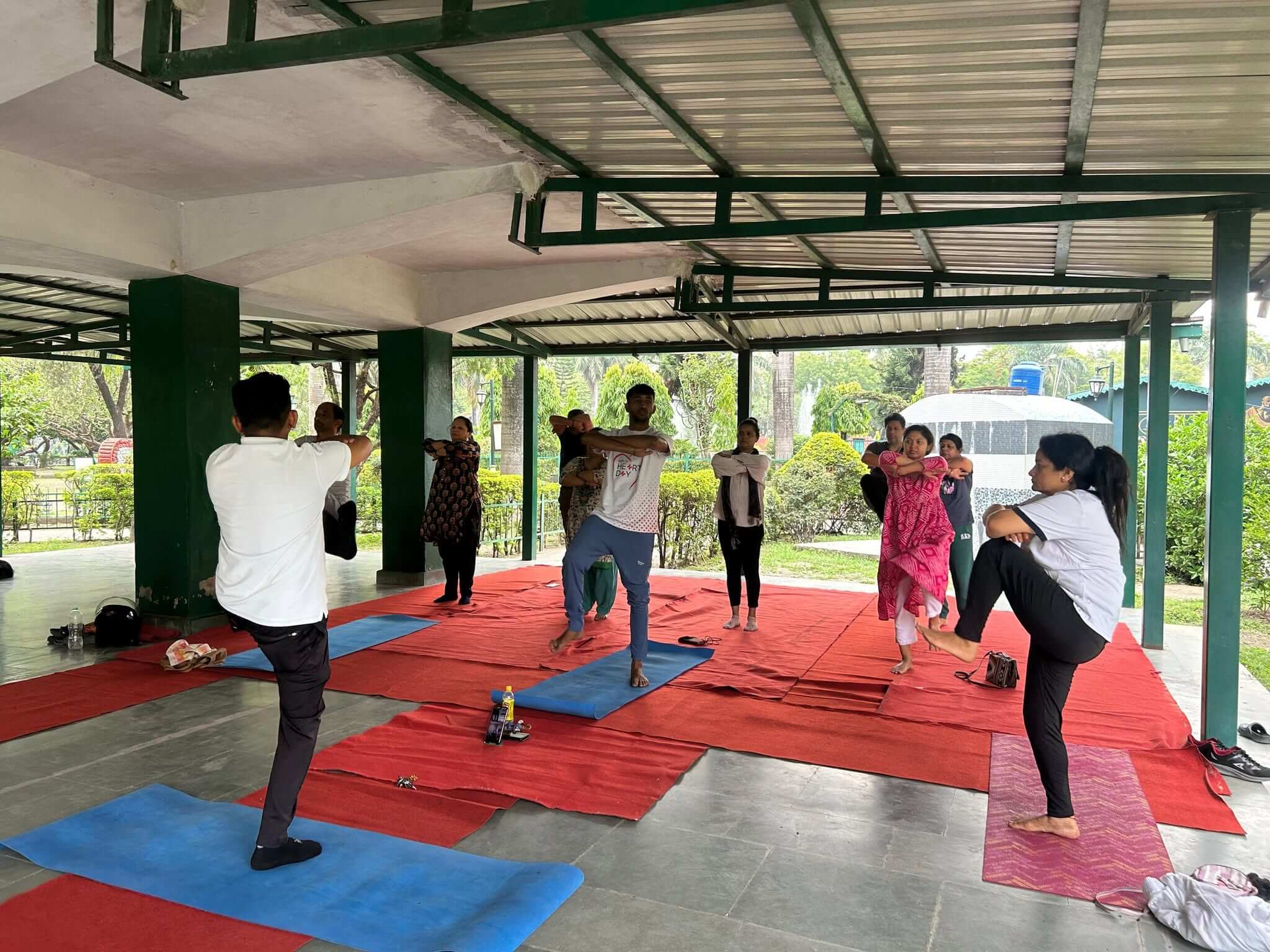 Group class practising together