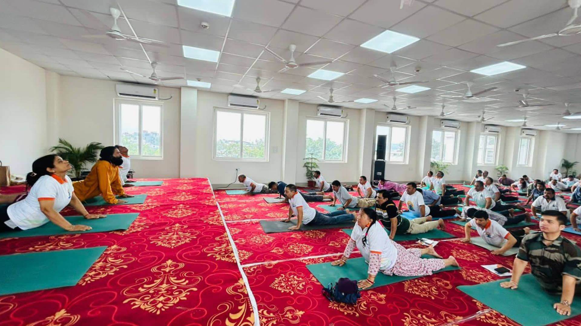 Traditional Hatha Yoga class in progress